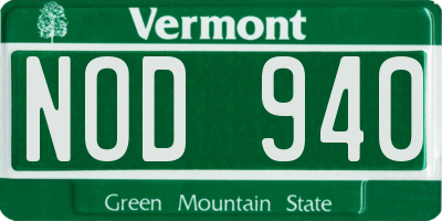 VT license plate NOD940