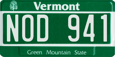 VT license plate NOD941