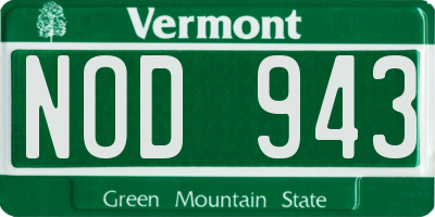 VT license plate NOD943