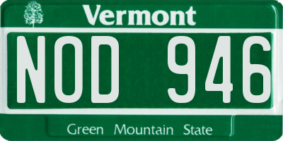 VT license plate NOD946