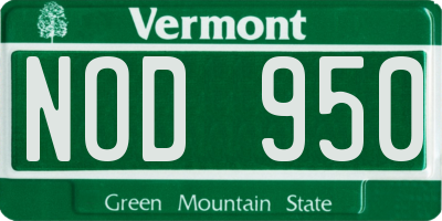 VT license plate NOD950