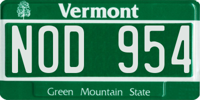 VT license plate NOD954