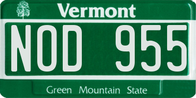 VT license plate NOD955