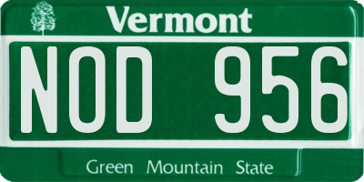 VT license plate NOD956