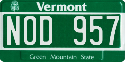 VT license plate NOD957