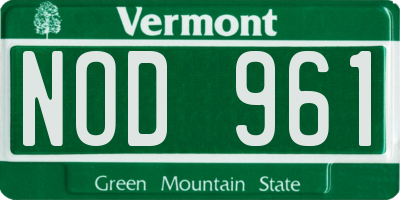 VT license plate NOD961
