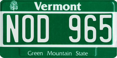 VT license plate NOD965