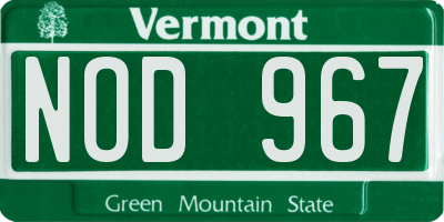 VT license plate NOD967