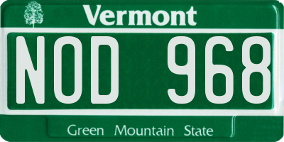 VT license plate NOD968