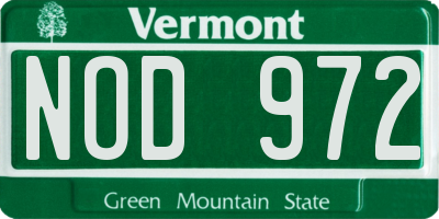 VT license plate NOD972