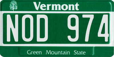 VT license plate NOD974