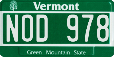 VT license plate NOD978