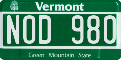 VT license plate NOD980
