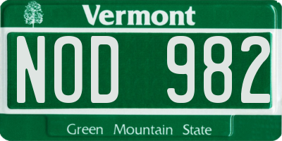 VT license plate NOD982