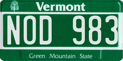 VT license plate NOD983