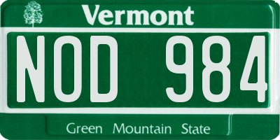 VT license plate NOD984