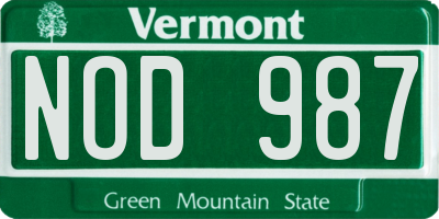 VT license plate NOD987