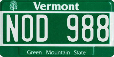 VT license plate NOD988