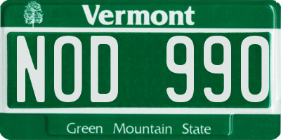 VT license plate NOD990