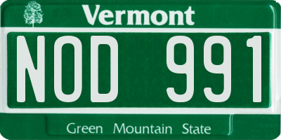 VT license plate NOD991