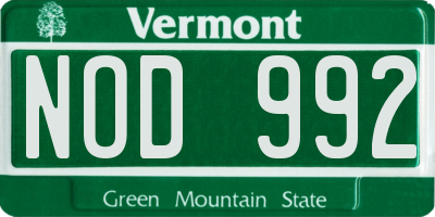 VT license plate NOD992
