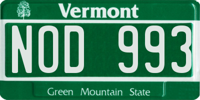VT license plate NOD993