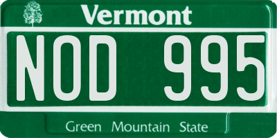 VT license plate NOD995