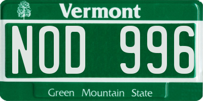VT license plate NOD996