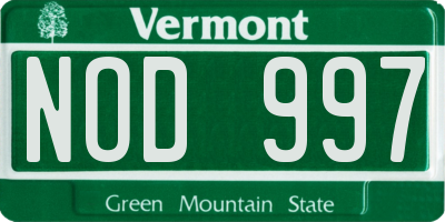 VT license plate NOD997