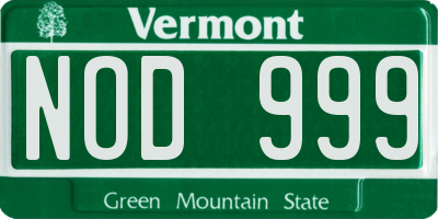 VT license plate NOD999