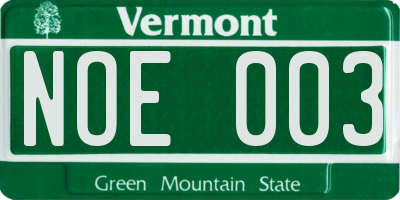 VT license plate NOE003