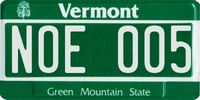 VT license plate NOE005