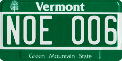 VT license plate NOE006