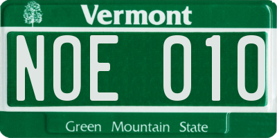 VT license plate NOE010