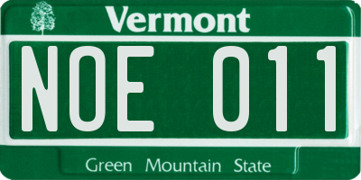 VT license plate NOE011