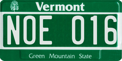 VT license plate NOE016