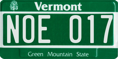 VT license plate NOE017