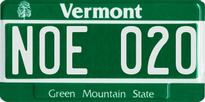 VT license plate NOE020