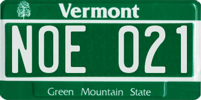 VT license plate NOE021