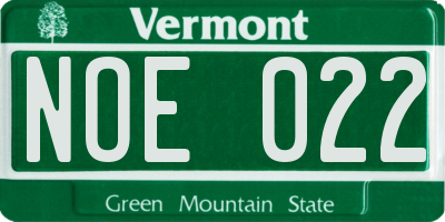 VT license plate NOE022