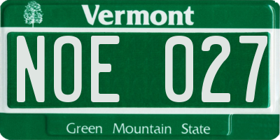 VT license plate NOE027