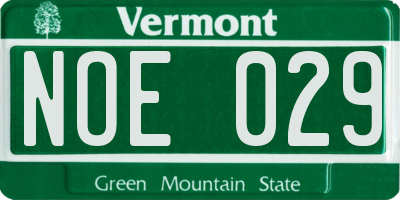VT license plate NOE029