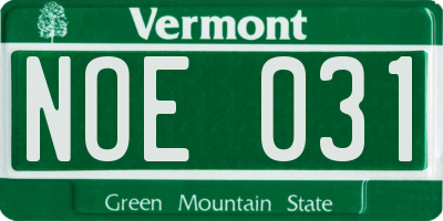 VT license plate NOE031