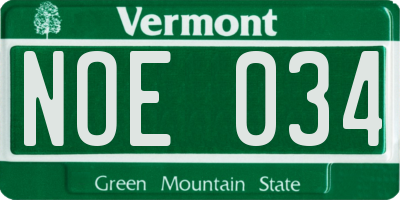 VT license plate NOE034