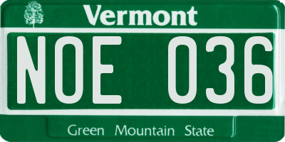 VT license plate NOE036