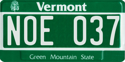 VT license plate NOE037