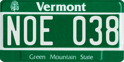 VT license plate NOE038