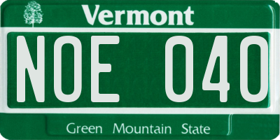 VT license plate NOE040