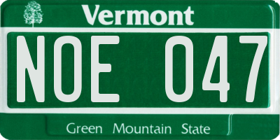 VT license plate NOE047