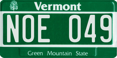 VT license plate NOE049